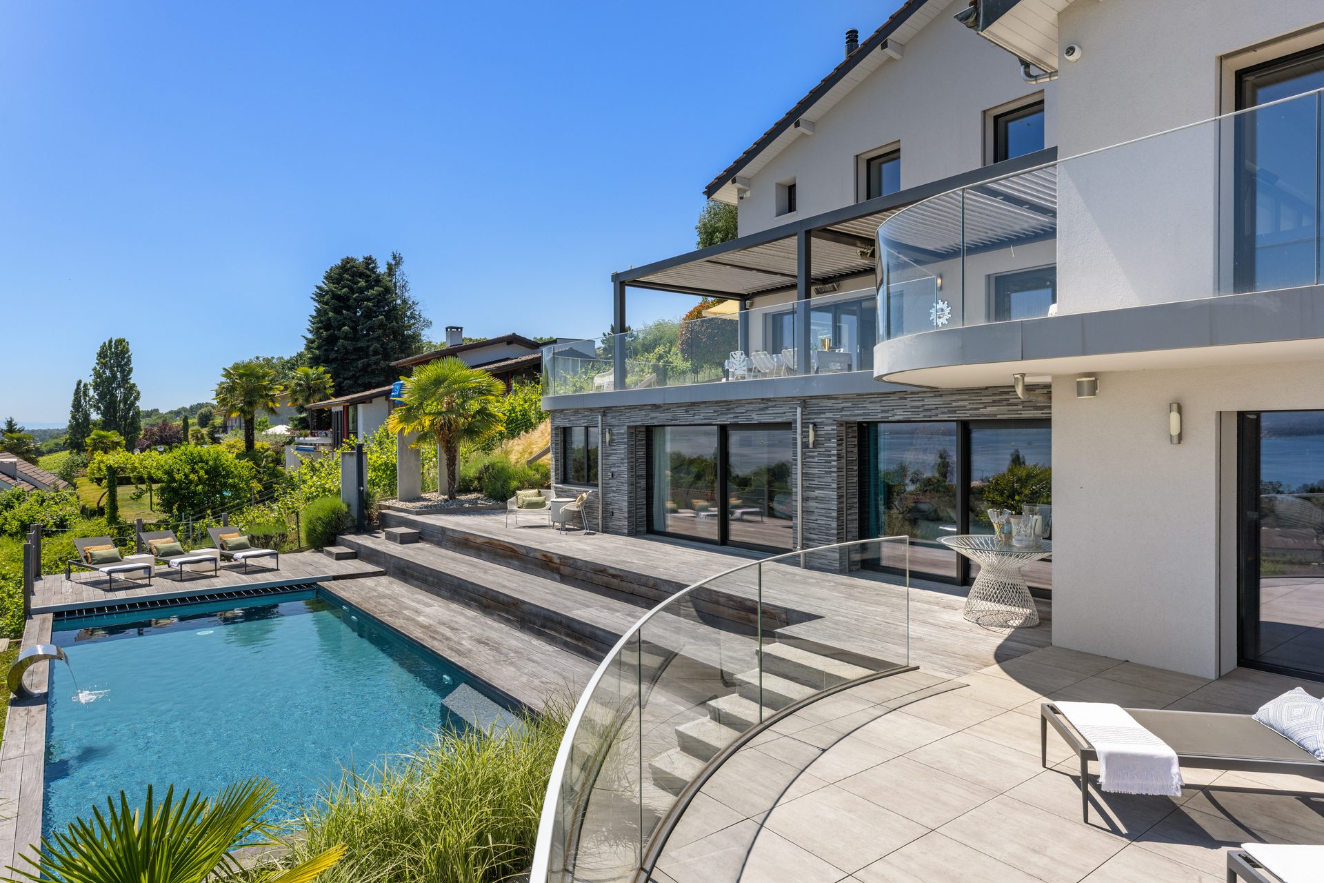 Pool and terraces in sequence