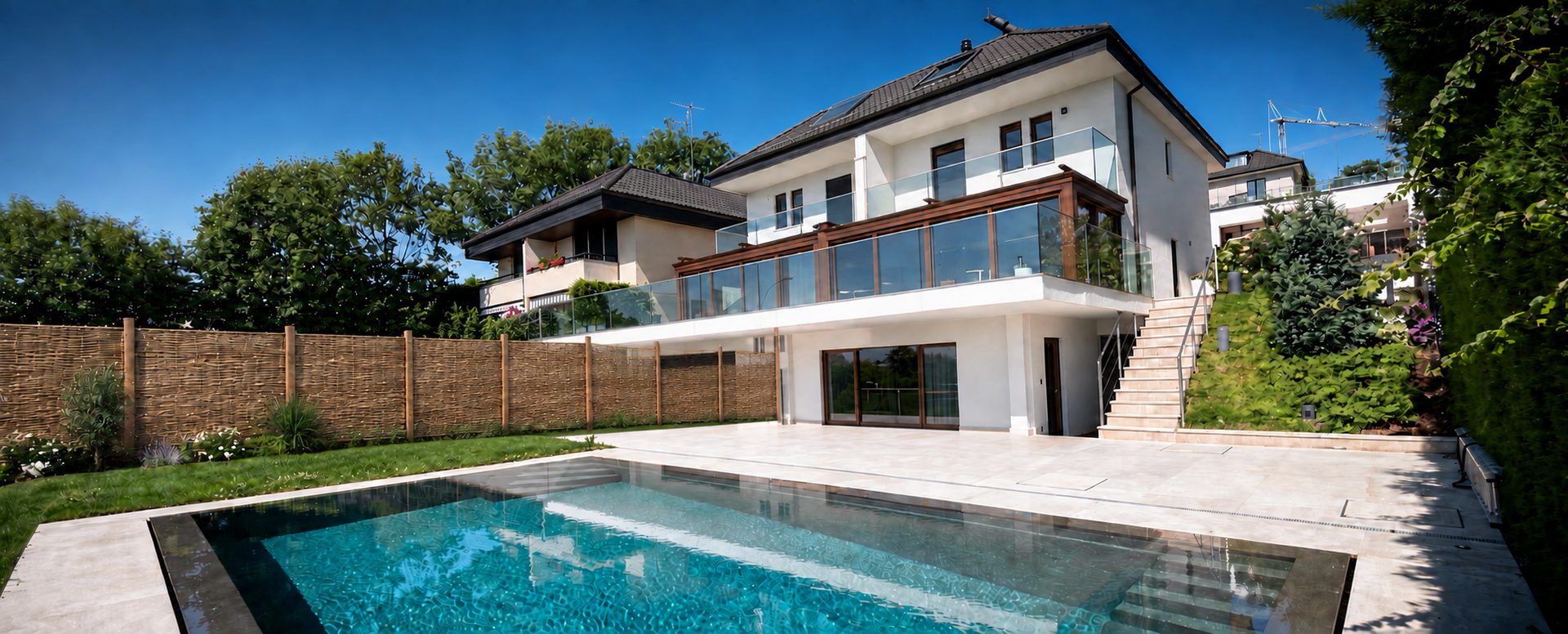 Villa jumelée meublée avec vue lac et piscine 